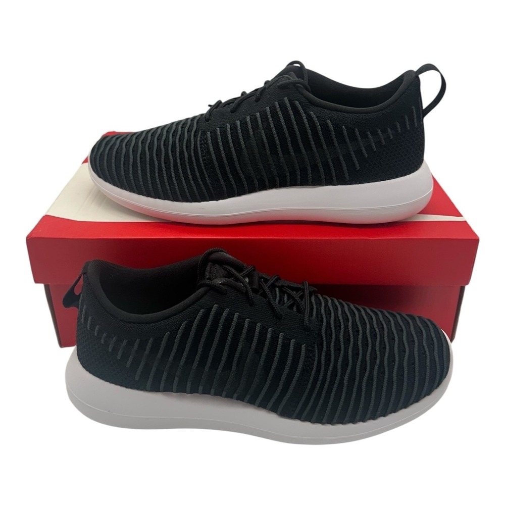 Nike Roshe Two Flyknit Shoes Mens Sz 9 Black/Dark Grey/White Sneakers 844833-001